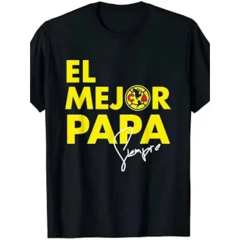 Men's Round Neck Short-Sleeve 100% Cotton "El Mejor Papa" Graphic T-Shirt - Classic Fit, Lightweight, Double Needle, Digital Print, All Seasons, Dad Casual Top, Funny Personal Christmas Present