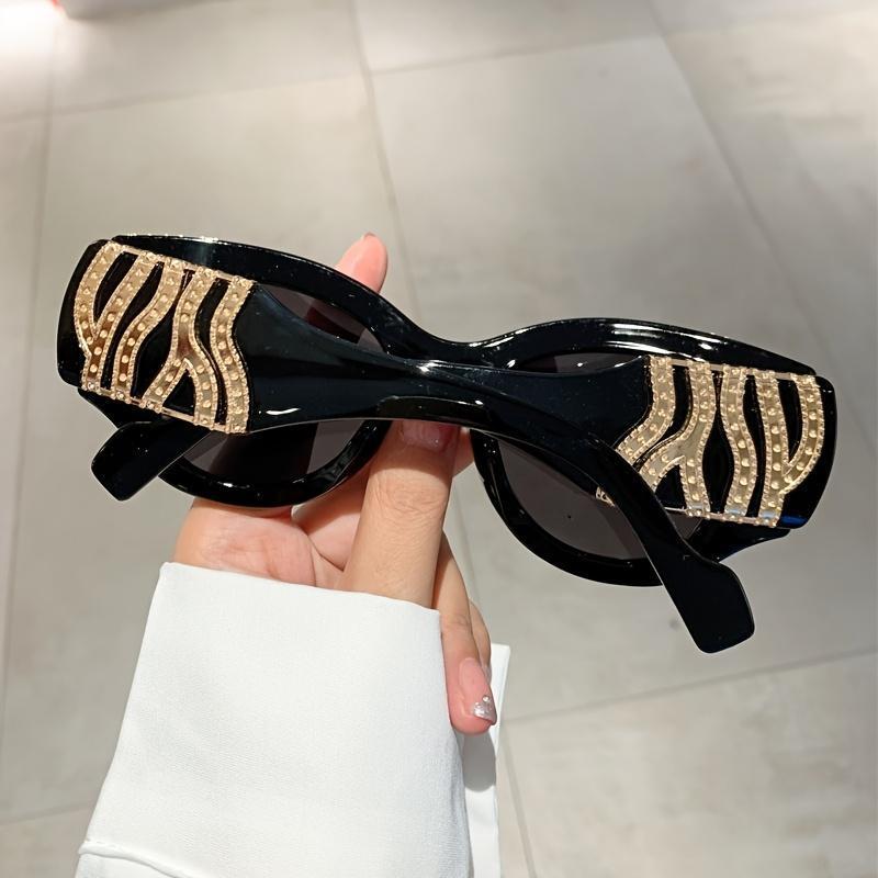2026 New Release Unisex Oversized Cat Eye Glasses – Brown Black Two-Tone Metallic Accent Gradient Flat Mirror, TikTok Shop Summer Gift