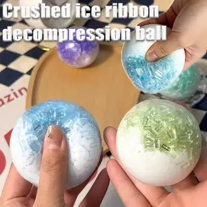 1PC Ice Stick Squeeze Ball Crushed Ice Cream Squishy DIY Colorful Ribbon Soft Slow Rising Stress Reliever for Children, 6Cm X 6Cm X 6Cm, Anxiety Relief