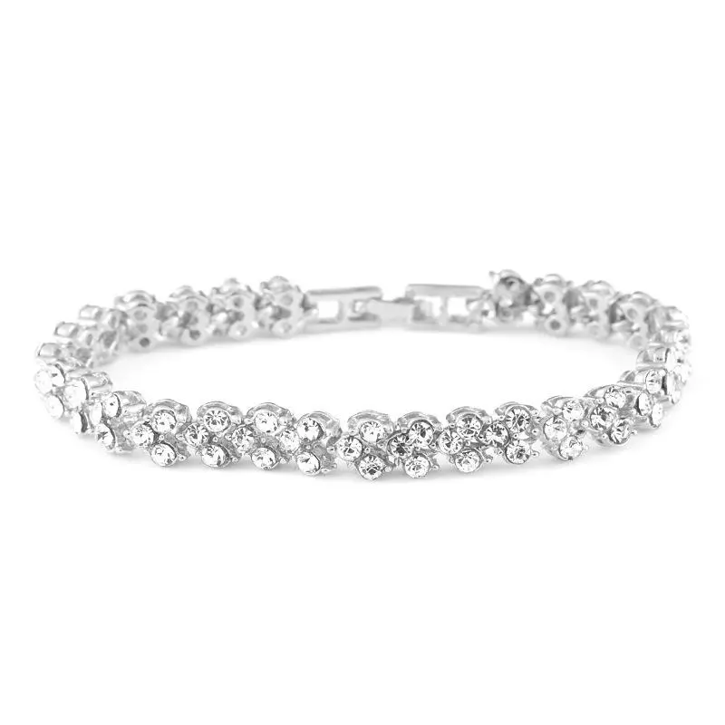 Dainty Tennis Bracelet for Women, Silver-Toned Cubic Zirconia Jewelry, Hypoallergenic and Non-Tarnish for Wedding & Daily Wear, Bracelets, Artificial Zircon Bracelets & Bangles