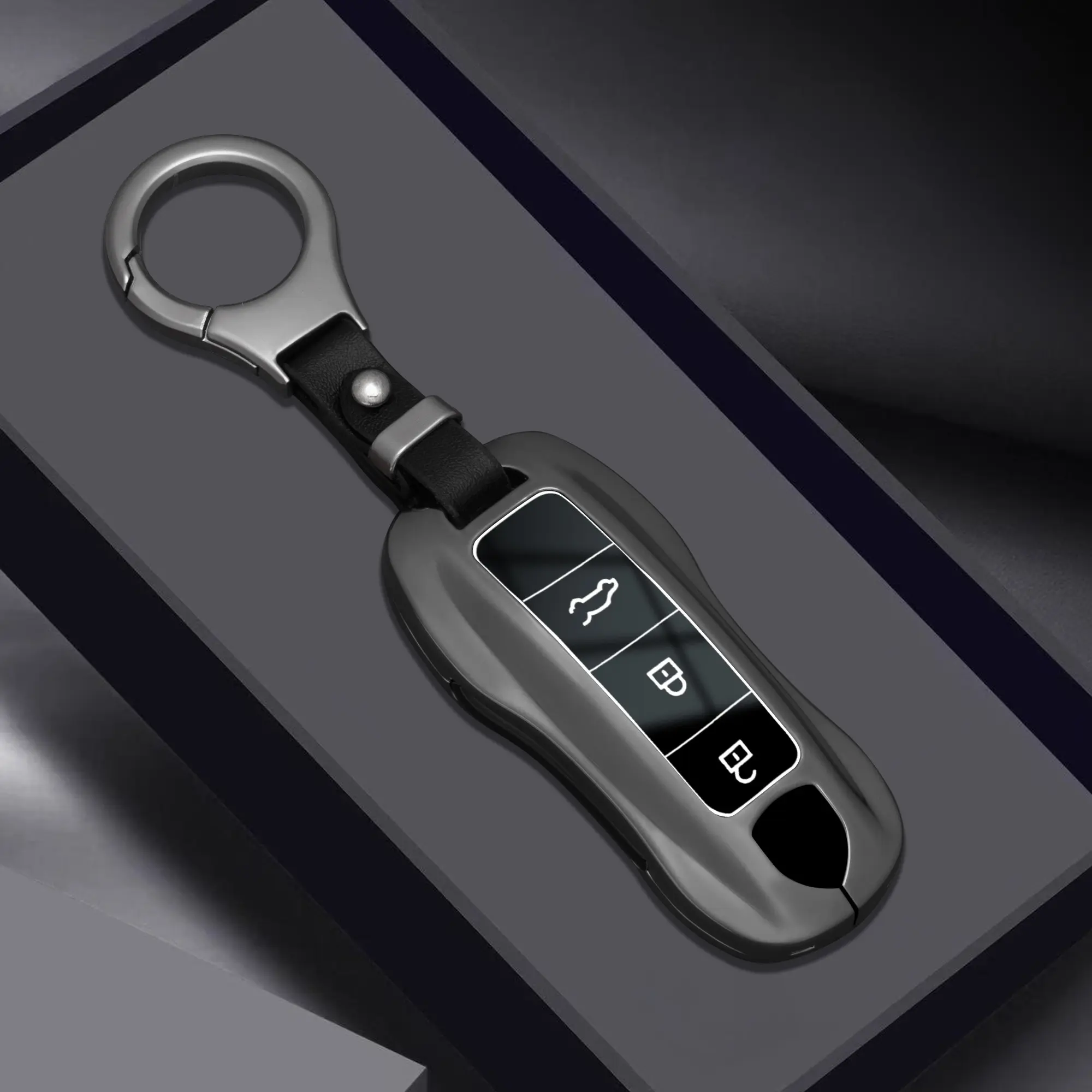 Zinc Alloy Car Key Case Cover Shell Keychain Fob, Porsche Panamera Spyder Carrera Macan Cayman Cayenne 911 970 981 991 Accessories