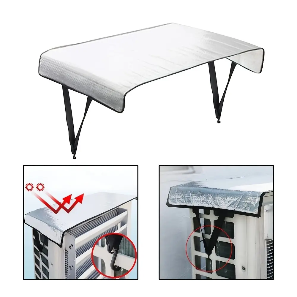 1Pc Outdoor Air Conditioner Dust Cover with Air Deflector and Sun Shade, Double-Layer Energy-Saving Breathable Design, Easy Installation, Universal Home Use