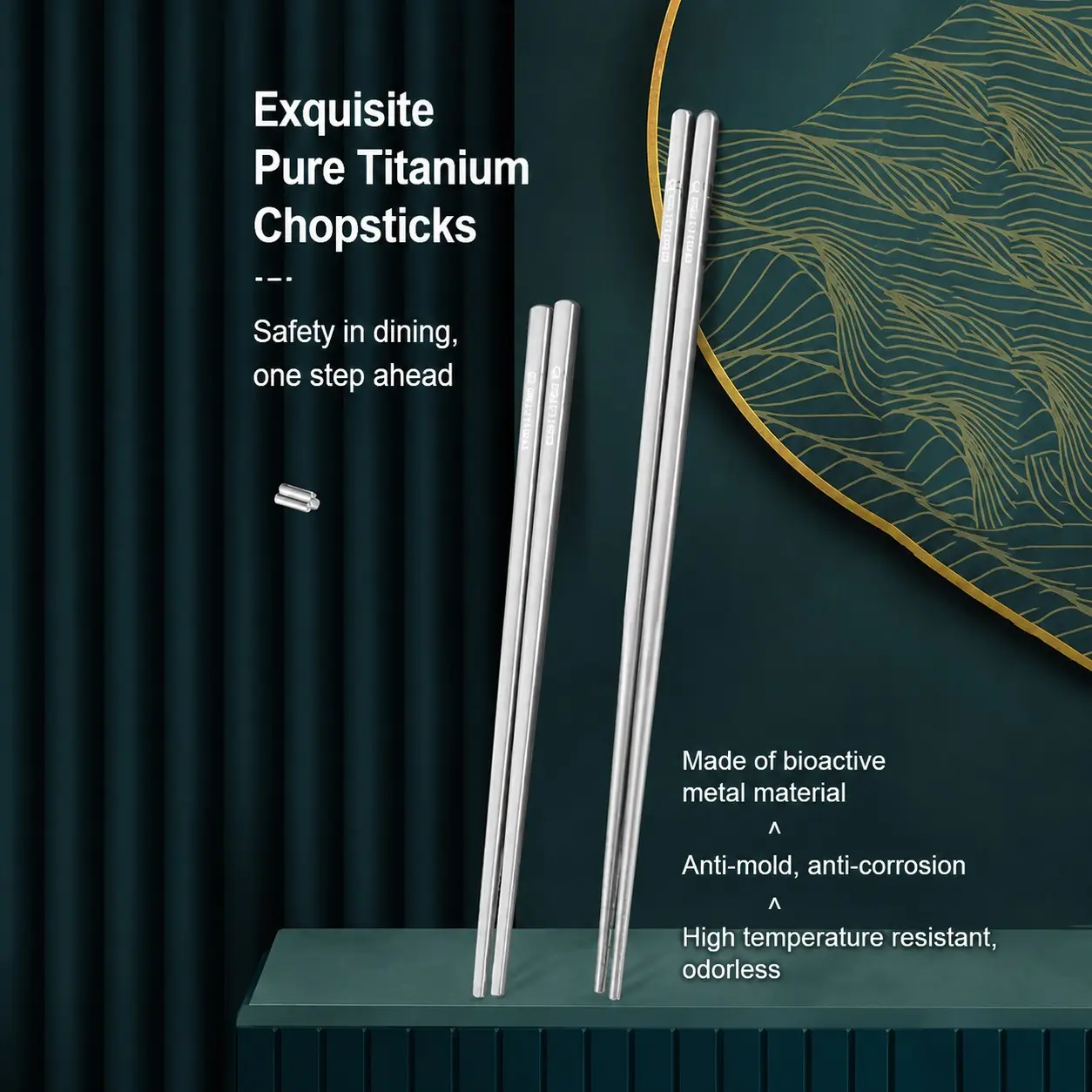 Pure Titanium Chopsticks, Durable & Lightweight Eating Utensils, Ideal for Daily Use, Elegant Design for Modern Kitchens