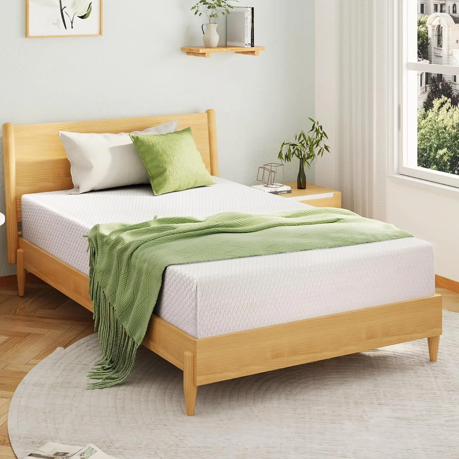 Full Size Memory Foam Mattress 8 Inch, Green Tea, Medium Firm |   Bed Mattress in A Box, Cooling Green Tea Gel, Pressure Relief, CertiPUR-US Certified, Fiberglass Free, 75''L x 54''W, White : Home & Kitchen