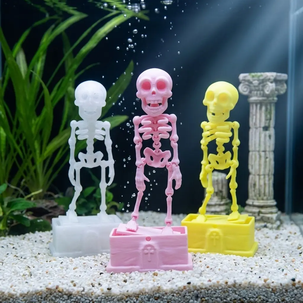 Dancing Skeleton Aquarium Bubbler, Fish Tank Decoration, Dancing Skull Figure, Unique Aquarium Accessory, Enhance Your Fish Tank Aesthetics