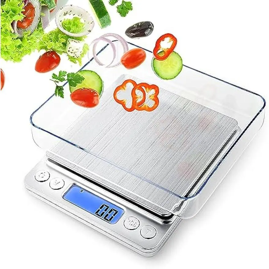 Digital Rechargeable High Precision Kitchen Food Scale - g-oz Measurement, Advanced Sensing, Counting Function, Easy to Clean, LCD Display for Baking, Cooking, Soap Making, Coffee, Jewelry - Small Electronics Accessory