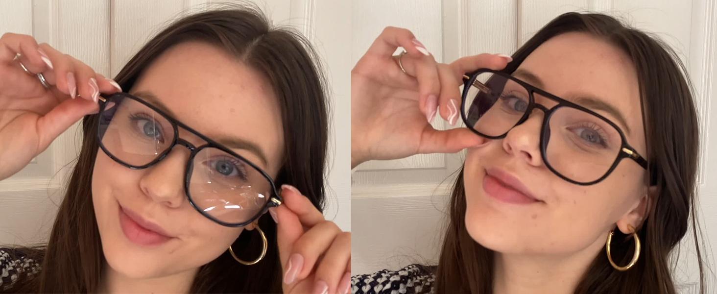 Blue Light Blocking Glasses-Oversized Square Aviator 70s Frame Eyeglasses for Women Men Computer Eyewear(Leopard)