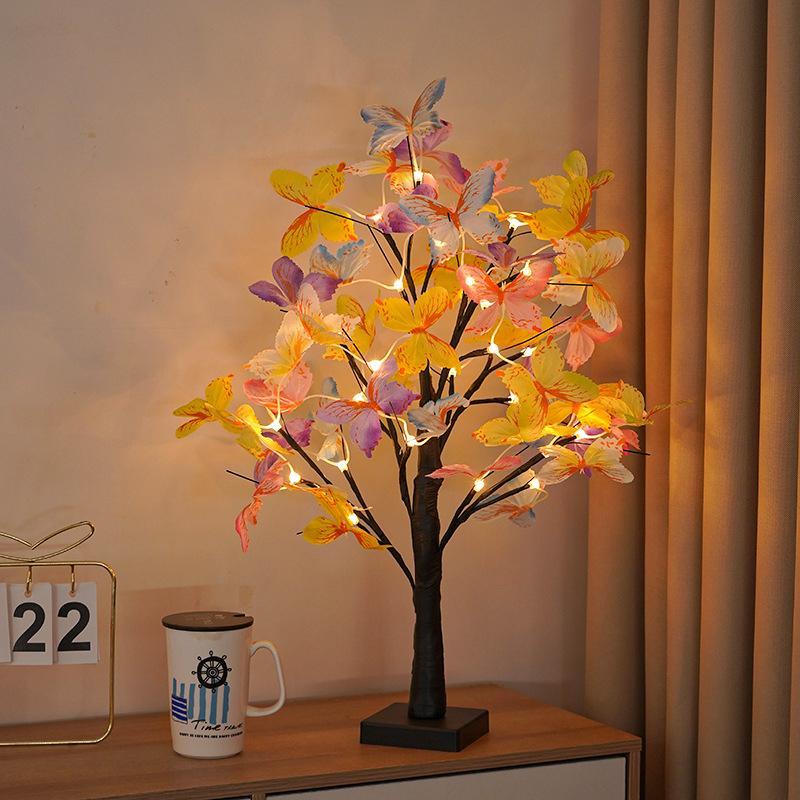 SHENZHI TECH Butterfly Flower Tree Shaped Night Light, 1 Count USB Powered LED Tabletop Lamp, Decorative Night Light for Home Bedroom Living Room