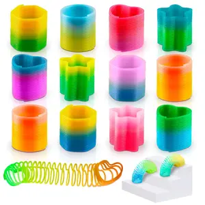 25Pcs Sensory Spring Fidget Toy Set - Rainbow Spring Party Favors with Color & Shape Recognition - Flexible Mini Springs for Teens & Adults in the Shapes of a Circle, Heart, Hexagon, Square & Starfidget toys