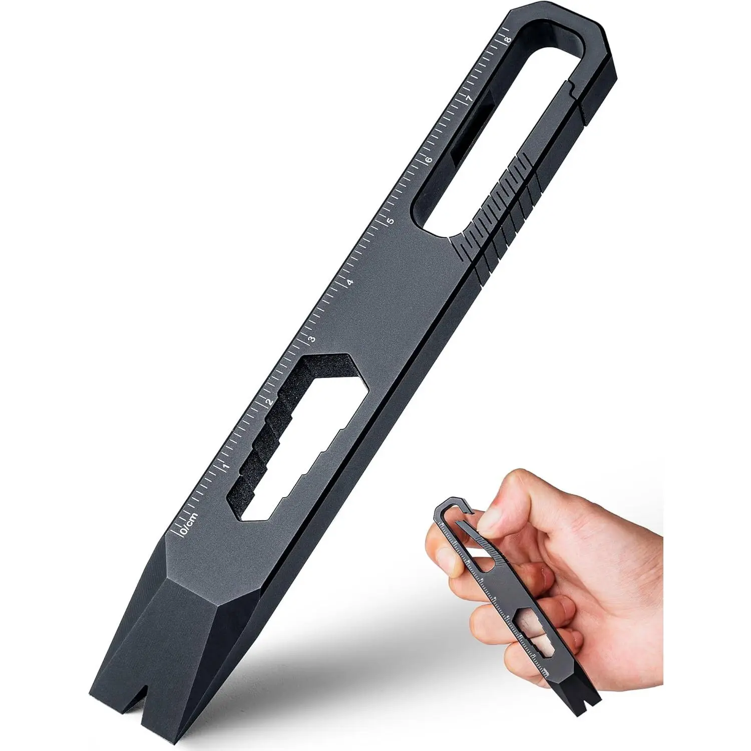 Pry Bar Tool, Small Keychain Pry Bar|  Tool with Ruler, Screwdriver, Hex Wrench,CNC One-piece,-in Keychain, for Men Daily Use