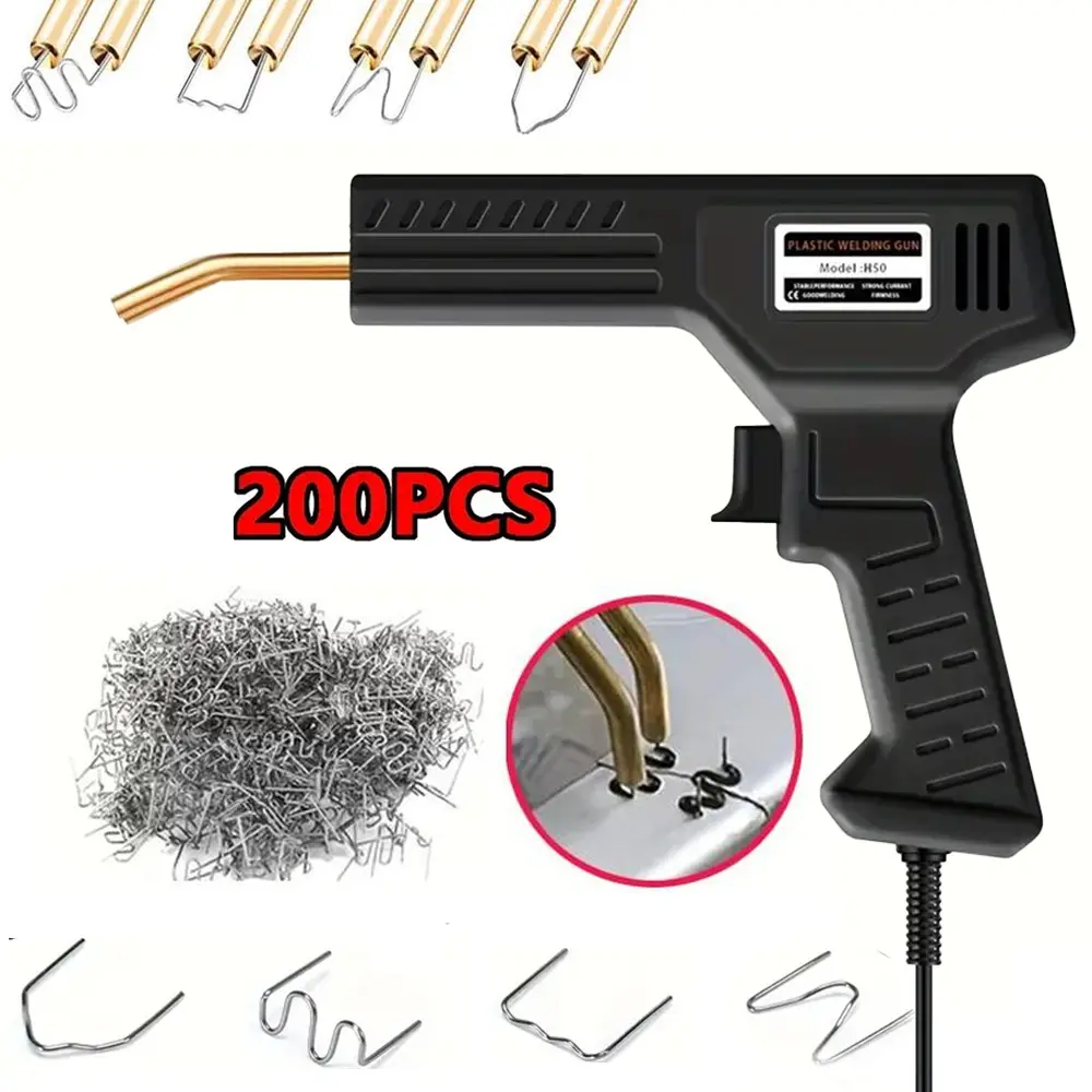 Plastic Welding Repair Kit, 200/600/1000 Pins, Car Bumper Fix Tool, Quick Heat Hot Melt Gun, Durable Multi-Function Tool for DIY Enthusiasts, Plastic Welder Kit