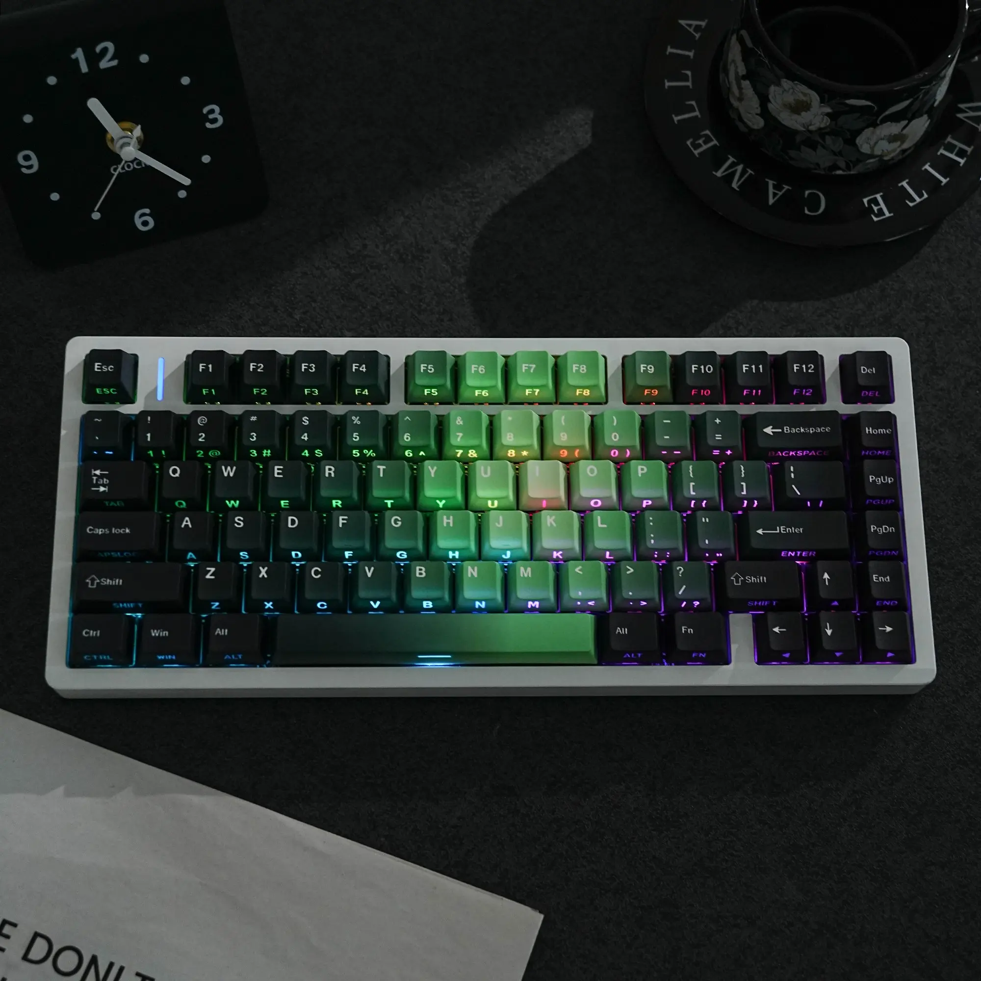 Ripple Keycaps 131 Keys PBT Cherry Profile Side-lighted South-facing 5 Dye-Sub Big Set Suitable for Mechanical Keyboard German Spanish French English UK