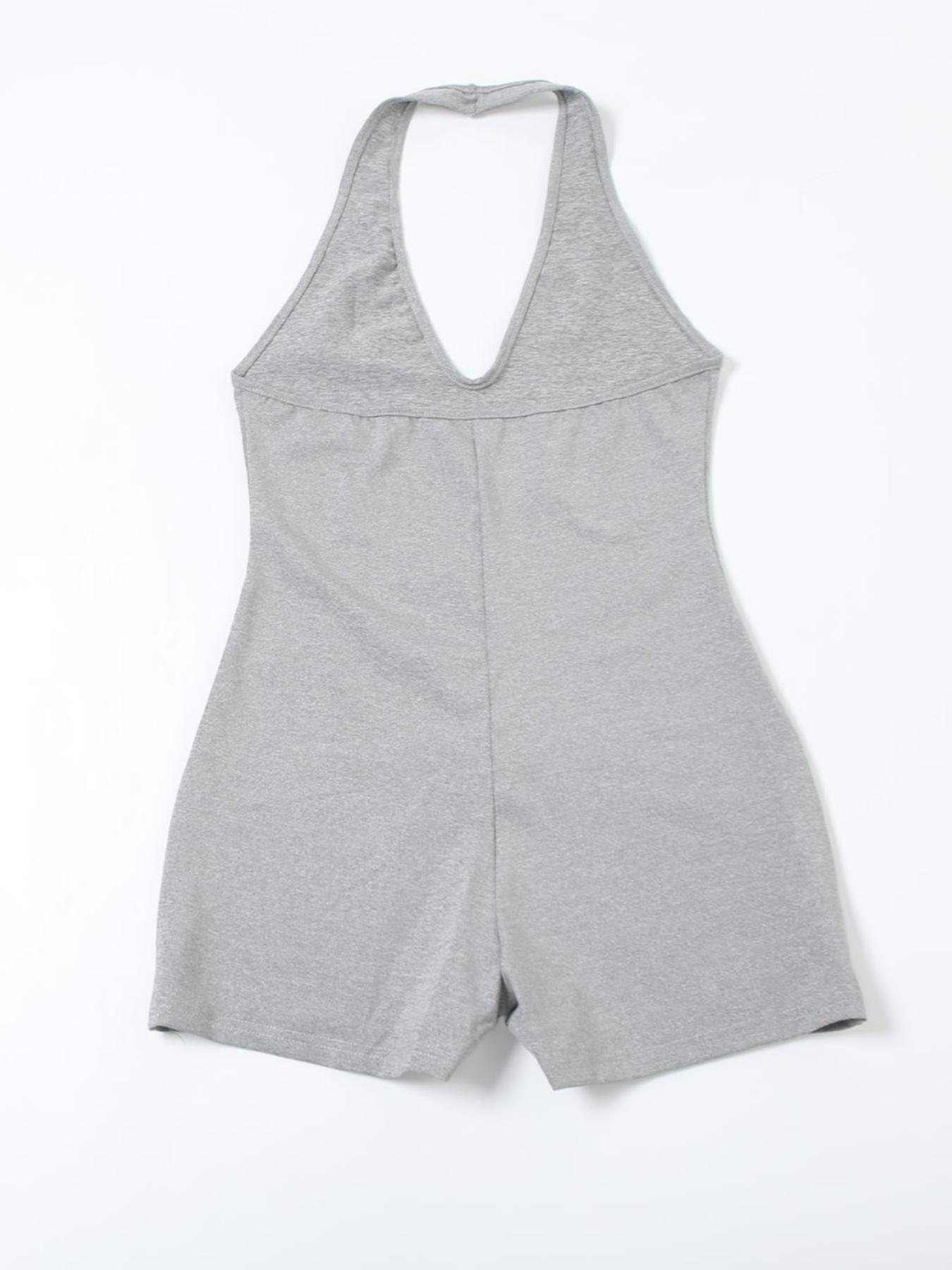 Women's Solid Halter Neck Romper, Basic Casual Sleeveless Backless Romper for Daily Outdoor Wear, Overalls, Womenswear