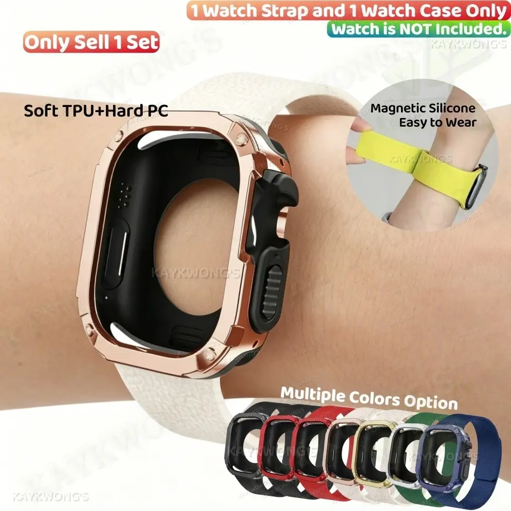 KAYKWONG'S New Multi-Color Silicone Magnetic Watch Band, Smartwatch Replacement Straps, Included Dual-Layer Design (Soft TPU+Hard PC) Protective Watch Case, Outdoor Drop-Ressitance, Compatible with Iwatch Series 11/10/9/8/7/6/5/4, 40mm-49mm