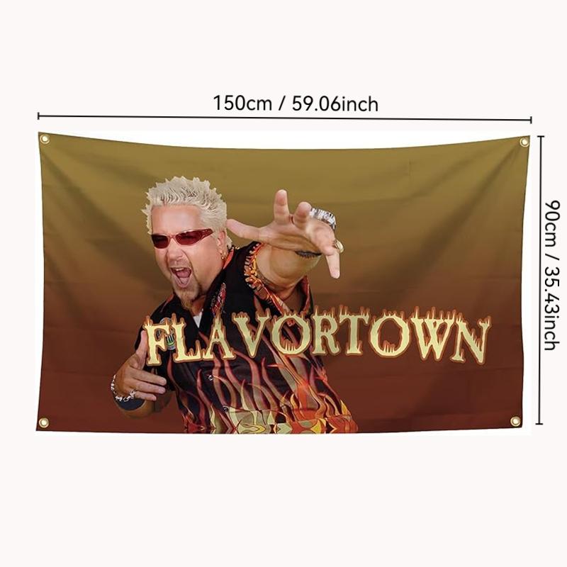 Guy Fieri Flavortown Flag, 3x5 Feet Durable Fun Poster Wall Banner with Brass Grommets, Tapestry Wall Hanging, Versatile Use, Perfect for Home Bedroom Decor, Dorm Room Decor, Living Room Wall Decor, Outdoor Parties & More!