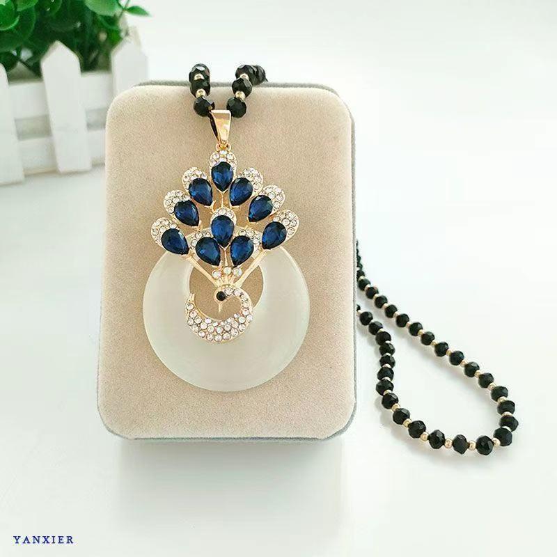 Fashionable Peacock Long Sweater Chain Pendant Korean Style Versatile Elegant Women's Necklace Accessory New Model