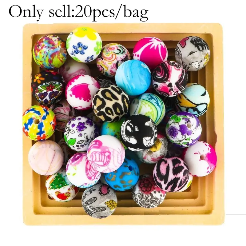 15mm Silicone Beads, 20pcs/set Colorful Beads, Beaded Set, DIY Mixed Beads, DIY Jewelry Making Supplies for Bracelet Necklace Earrings Pendant, Beads For Bracelets, Beads For Crafts, Bead Assortment, DIY Beading Accessories