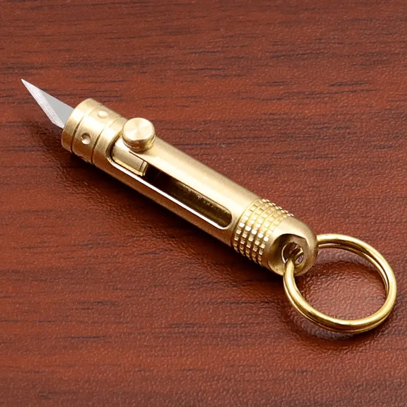 1pc Brass Mini Portable Tool Knife Paper Cutter Cutting Paper Cutting Disassembly Courier Art Knife Office Cutting Supply