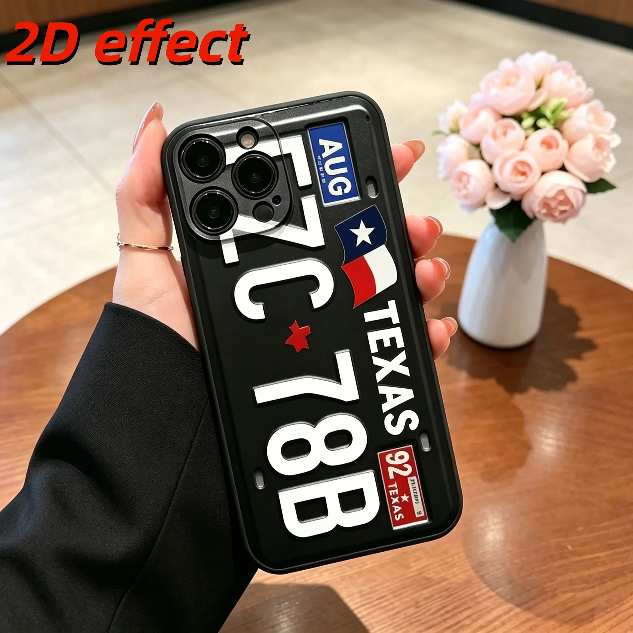 Texas license plate-style case for iPhone 17 Pro Max—featuring a vintage-style 2D embossed design of the Texas flag on a license plate; this case blends the aesthetic of a classic state license plate with authentic Western cowboy flair.