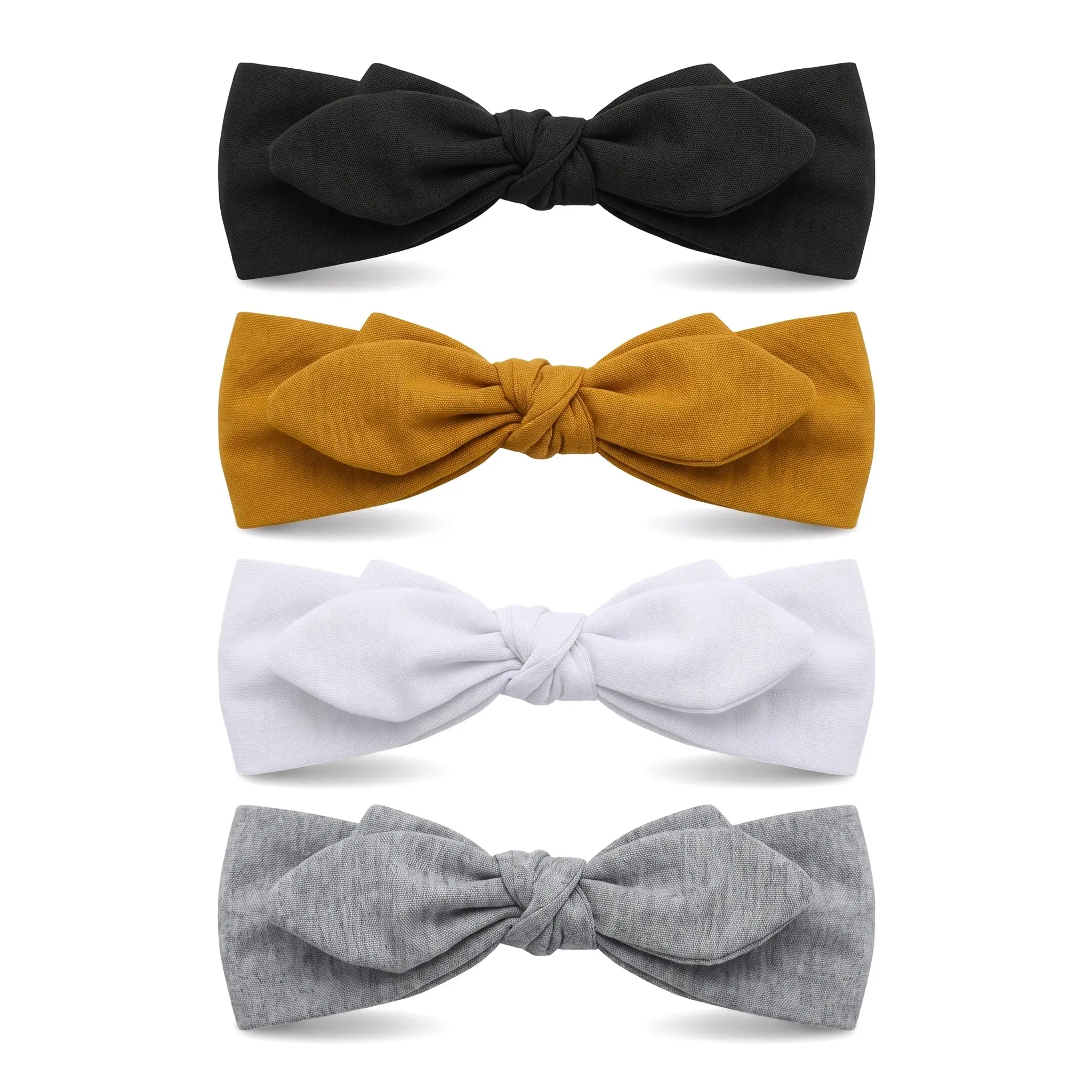 Women's Knitted Polyester Sports Headband - Sweat-Absorbing, Bow Design, Foldable, Stripped, Casual Yoga Workout Hairband