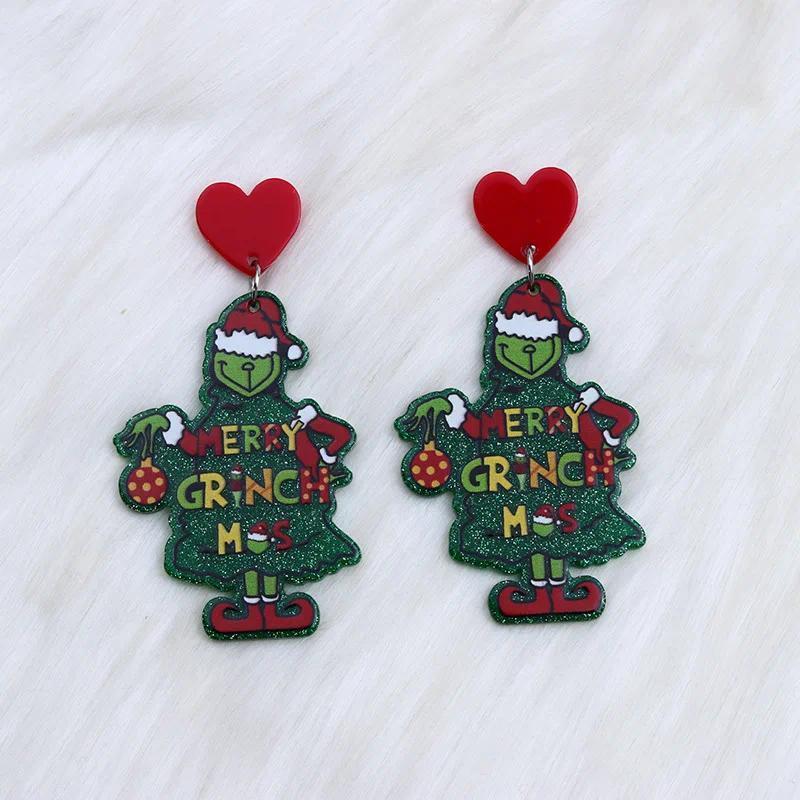 2026 Christmas Earrings Classic Cartoon Series Metal Acrylic Drop Earring for Woman Girl New Year Christmas Party Gift