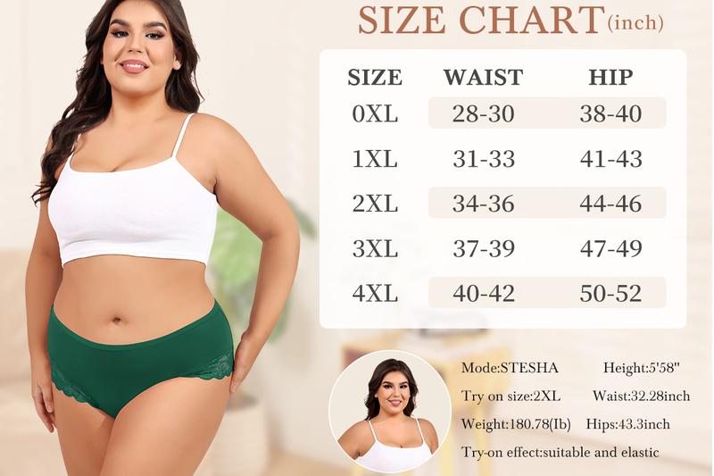 LEVAO Womens Underwear Cotton Cheeky Bikini Plus Size Lace Hipster Panty Stretch Full Briefs 6 Pack L-4XL LEVAO Womens Underwear Cotton Cheeky Bikini Plus Size Lace Hipster Panty Stretch Full Briefs 6 Pack L-4XL