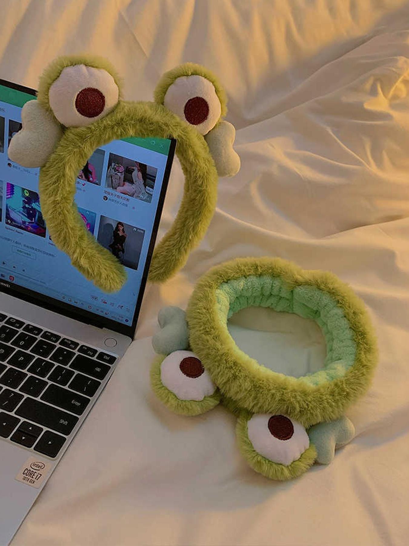 Cute Frog Design Plush Hair Hoop, 2024 New Style Fashionable Hair Accessories for Women & Girls, Lovely Hairwear for Daily Used Hairstyles Ideas, Puffy Zigzag Headband