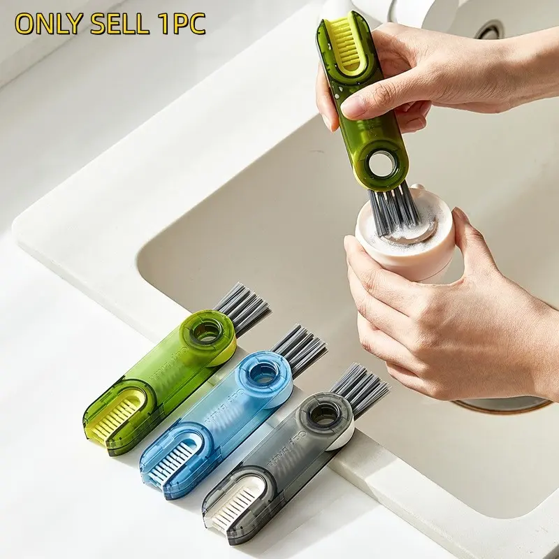 3 In 1 Multifunctional Cup Cleaning Brush, Household Kitchen Gap Cleaner Brush For Cup Lids, Thermos Water Bottles, Baby Bottles, Bottle Mouth Straw Crevice Washing Tool, Cleaning Supplies