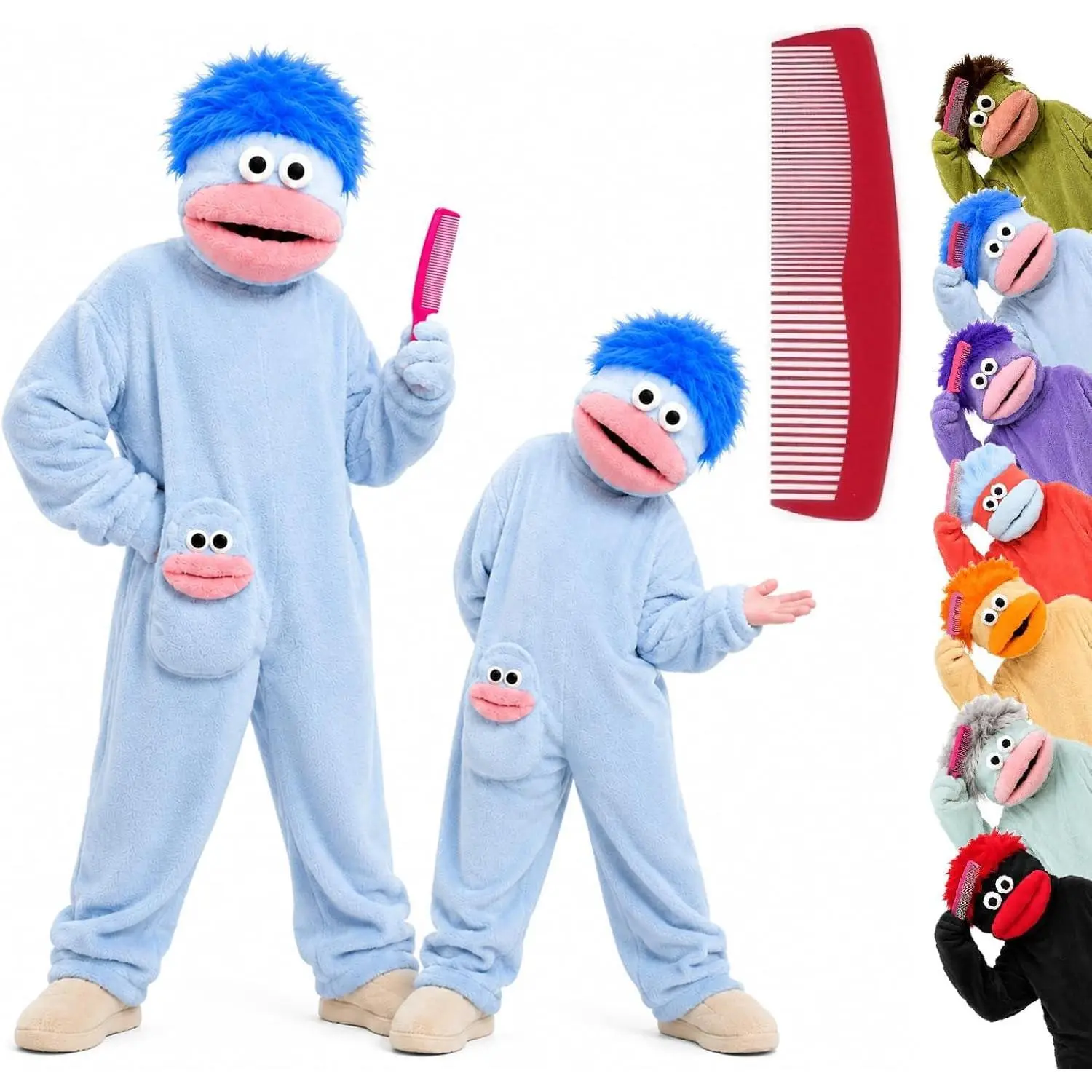 Guvpev Funny Big Mouth Monster Onesie, Matching Family Pajamas, Silly Puppet Cosplay Costume, Plush Hooded Jumpsuit Sleepwear, Oversized Fleece Loungewear, Ugly Pajama Party Outfits Fabric Womenswear Casual Cute Halloween Homewear