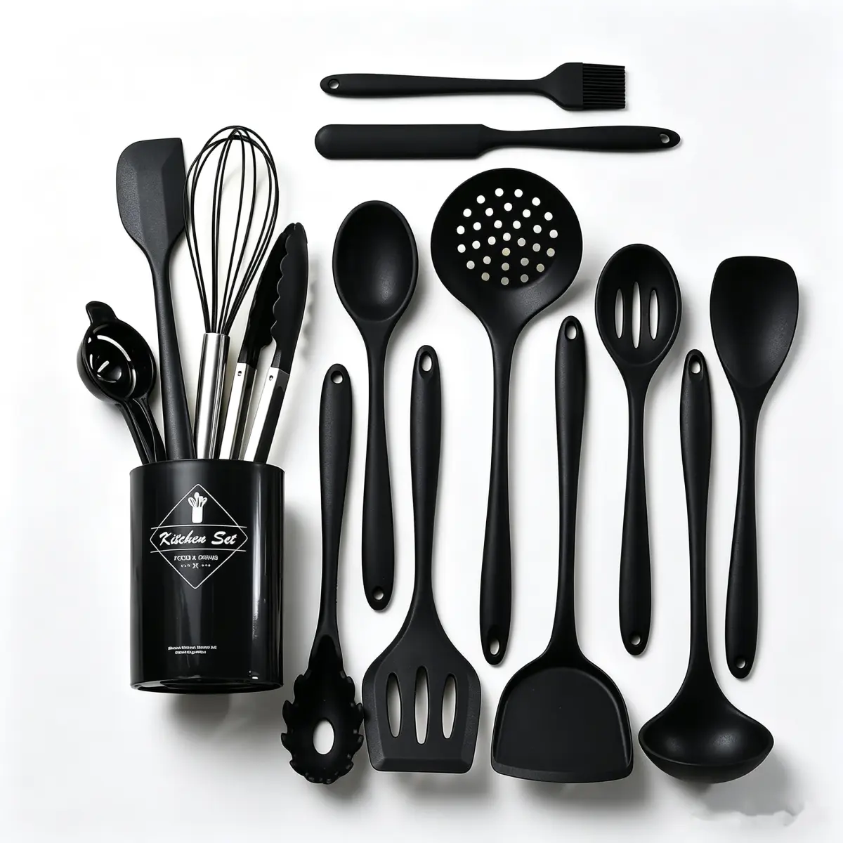 IMLUCKY 15-Pce Silicone cooking utensils Set BPA free446°F Head Resistant Kitchen Thickened Heads, Silicone,Nonstick Dishwasher Safe for Baking Housewarming