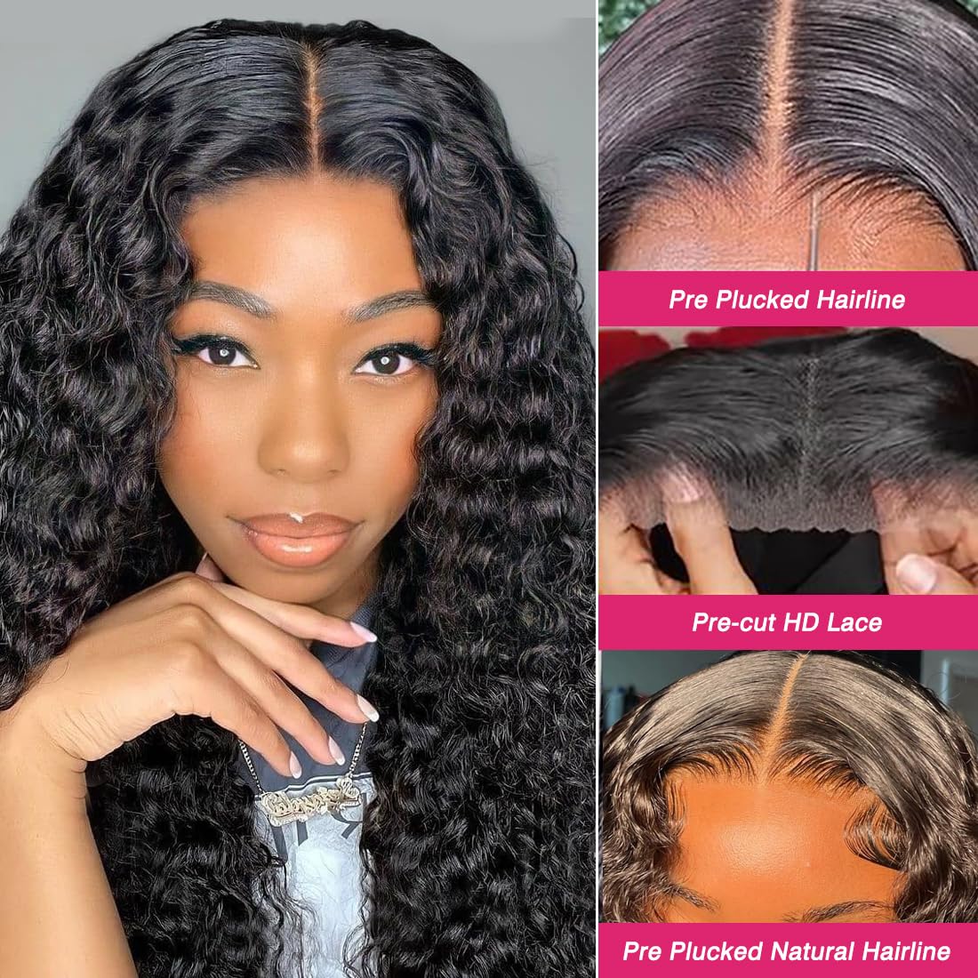 Bling Hair Wigs Deep Wave Glueless Ready to Wear 6x4 5x5 7x5 9x6 Lace Closure Wigs Human Hair Curly Water Wave Pre Cut Transparent Lace Wig For Women Pre Plucked Natural Hairline TikTokShopHolidayHaul