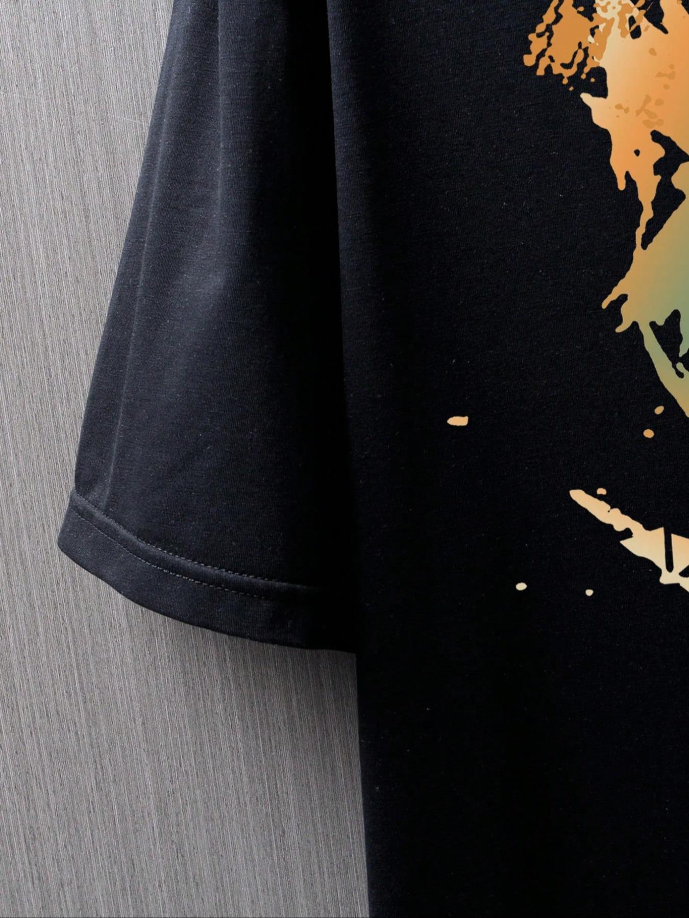 Men's Expression Print Round Neck Tee, Regular Fit Summer Clothes Casual Short Sleeve T-shirt for Summer, Men's Top for Daily Wear, Casual Streetwear Tops ,Men's Solid Color Crewneck Tee for Gym & Casual