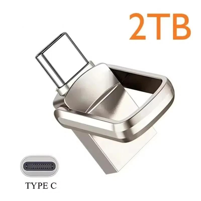 2026 2TB Metal Pendrive 2 IN 1 OTG USB Flash Drives  2TB USB 3.0 Pen Drive Memory Stick Type C For Cellphone PC