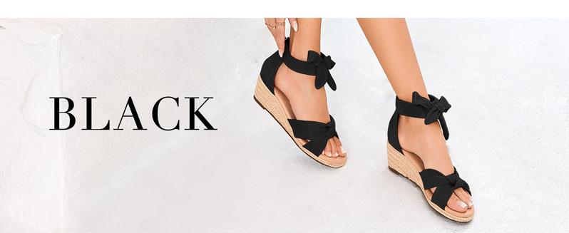 Fashare Womens Espadrilles Wedge Sandals Back Zipper Closure Open Toe Platform Ankle Strap Summer Dress Shoes with Bow Fashare Womens Espadrilles Wedge Sandals Back Zipper Closure Open Toe Platform Ankle Strap Summer Dress Shoes with Bow