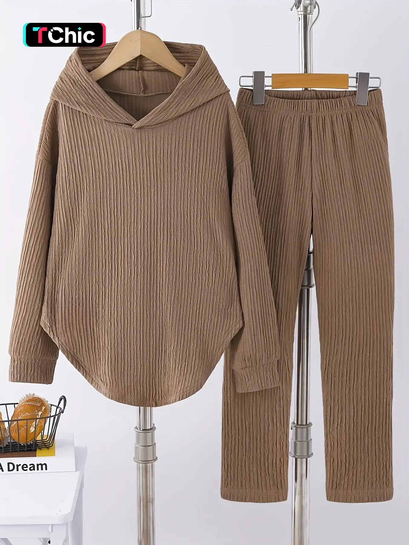 Women's Casual Basic Fashion Set, Pullover Sweatshirt and Jogger Pants, Fall & Winter Wear, Fitted Crop Top, Plain Surface, Daily Home