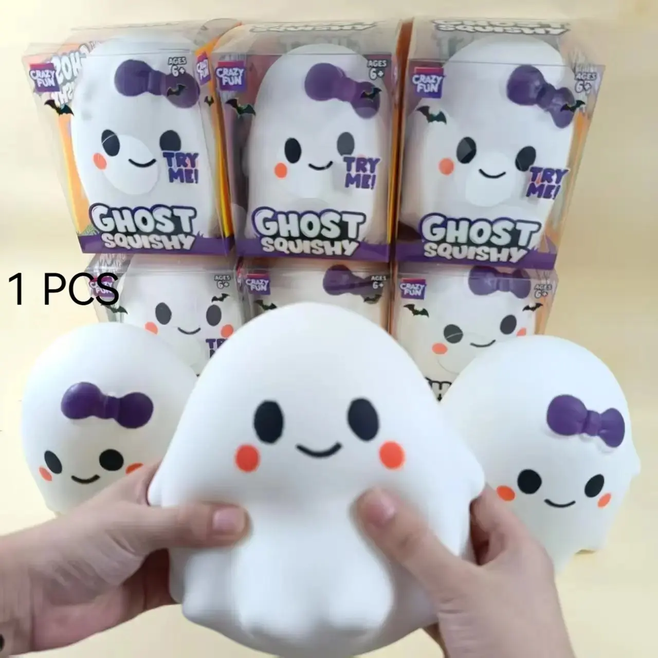 Halloween Ghost Squishy Toy, Soft and Cute Stress Relief Toy, Perfect for Halloween Fun, Ideal Gift for Kids and Adults