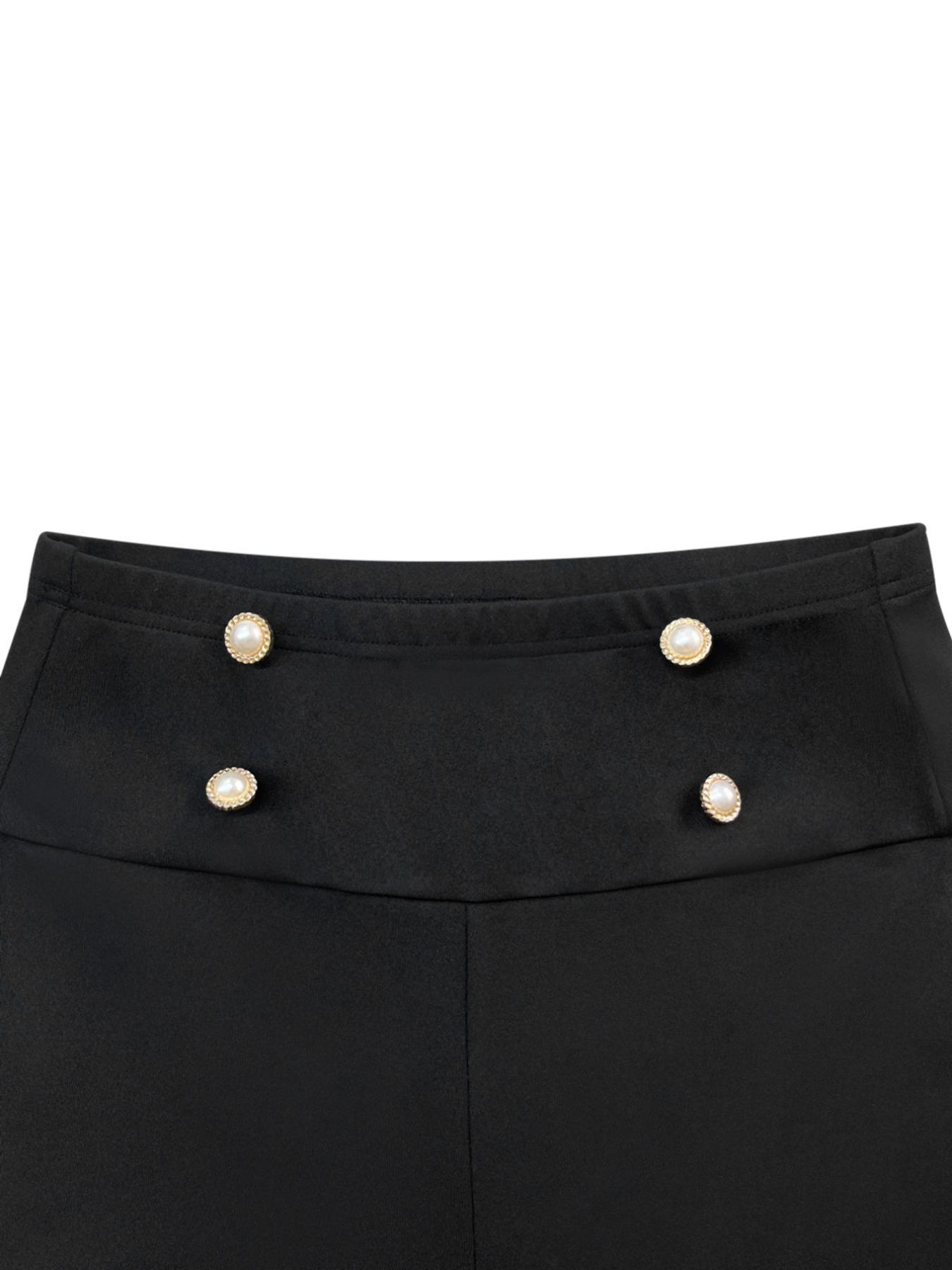 Women's Solid Color Button Decor High Waist Wide Leg Pants, Casual Comfy Trousers for Spring, Women's Bottoms for Daily Wear