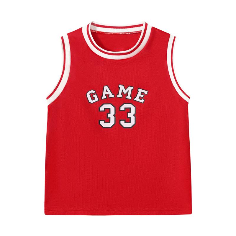 6-piece children's basketball suit, boys' and girls' jerseys, ball pants suit, digital letter printed summer lightweight basketball vest and shorts.