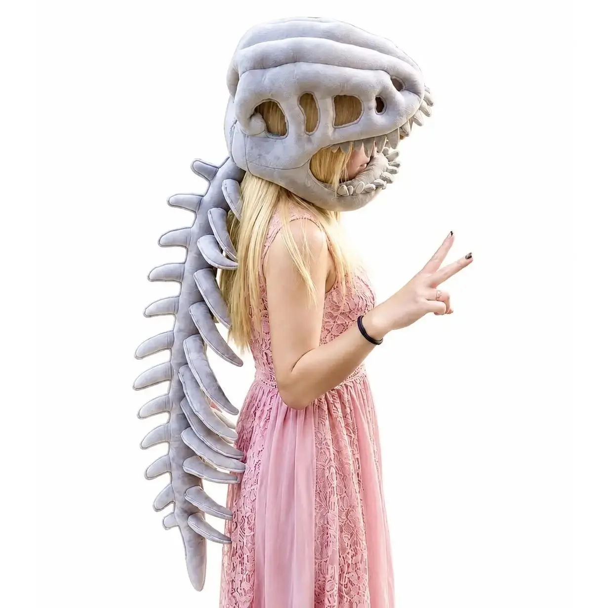 Cosplay Accessories Dinosaur Skeleton Hat, 30 in Soft PP Cotton Wearable Figure for Unisex Halloween Party, Plants Pot Decoration, Cosplay Accessory