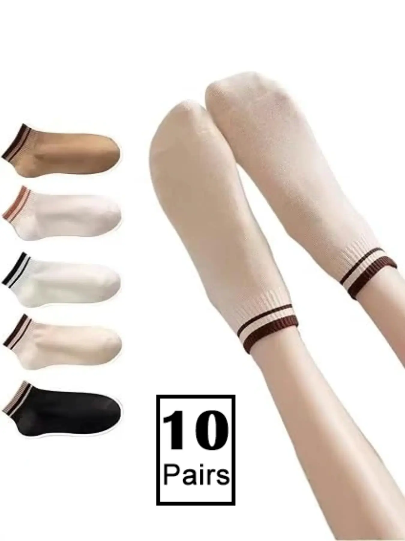 10 Pairs Women's Summer Short Socks, Lightweight Soft Breathable Dress Socks, Business Casual Ankle Mid-Calf Socks for Daily Wear