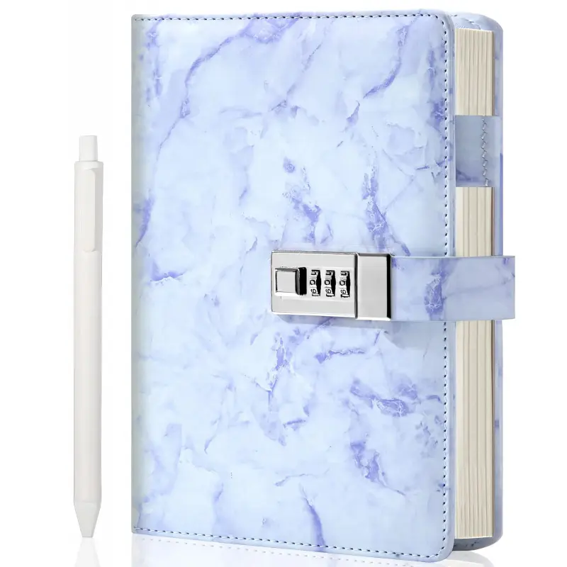 Marble Diary with Lock for Girls and Women, A5 Secret Journal with Lock 192 Pages Waterproof Girls Locked Diary with Pen, Password Locked Journals for Teen Girls