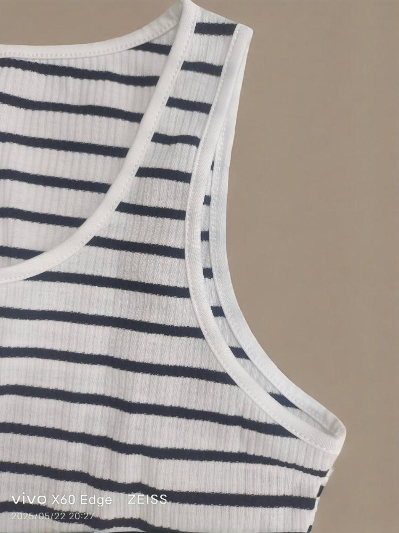 Women's Striped Print Tank Dress, Casual Sleeveless Short Dress for Summer, Ladies Clothes for Daily Wear Women's Striped Print Tank Dress, Casual Sleeveless Short Dress for Summer, Ladies Clothes for Daily Wear