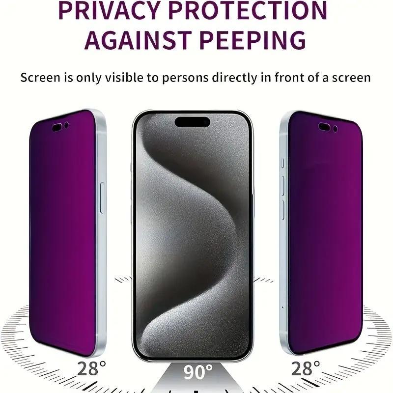 Privacy Phone Screen Protector, 3 Counts Anti-scratch Durable Phone Screen Protective Film, Phone Accessories Compatible with iPhone 16 15 14 13 12 11 Pro Max, Cover, Protection
