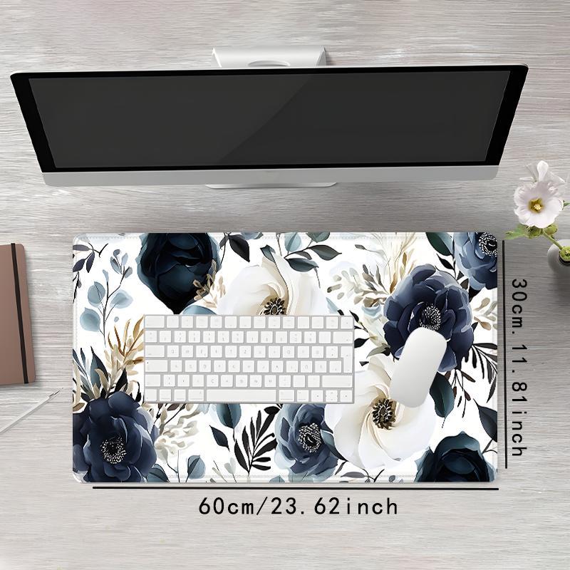 Creative Floral Pattern Mouse Pad, Multipurpose Large Rectangle Gaming Mouse Pad, Non-slip Rubber Base Stitched Edge Desk Pad For Desk Laptop Desktop, Durability Office Accessories, Desktop Accessory, Corporate Work Desk Accessories