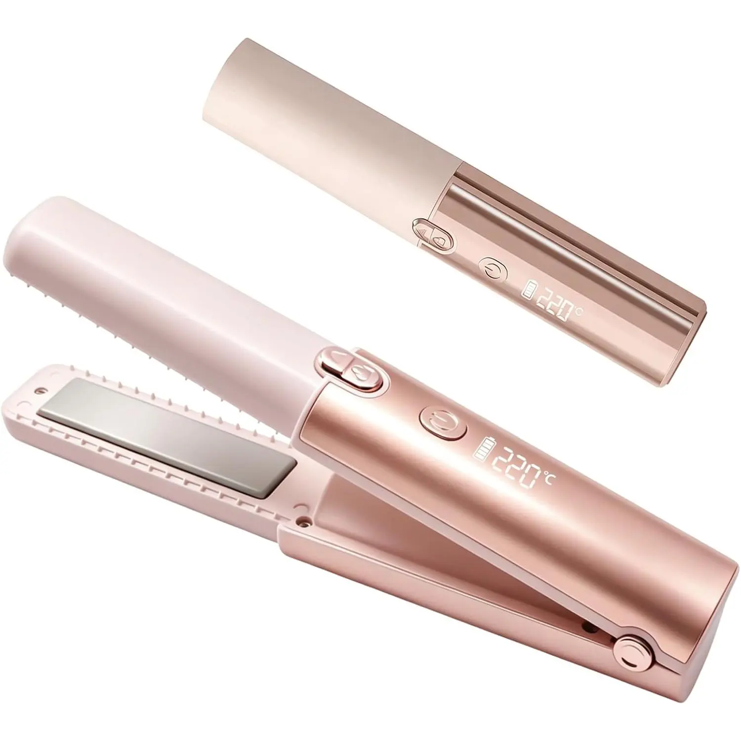 Cordless Hair Straightener Dual Voltage Mini Flat Iron Curler Portable Usbc |   Travel Titanium Hair Styling Tools Rechargeable 4000Mah 30S Fast Heating 320 ° F-428 ° F Adjustable Temperature Contro