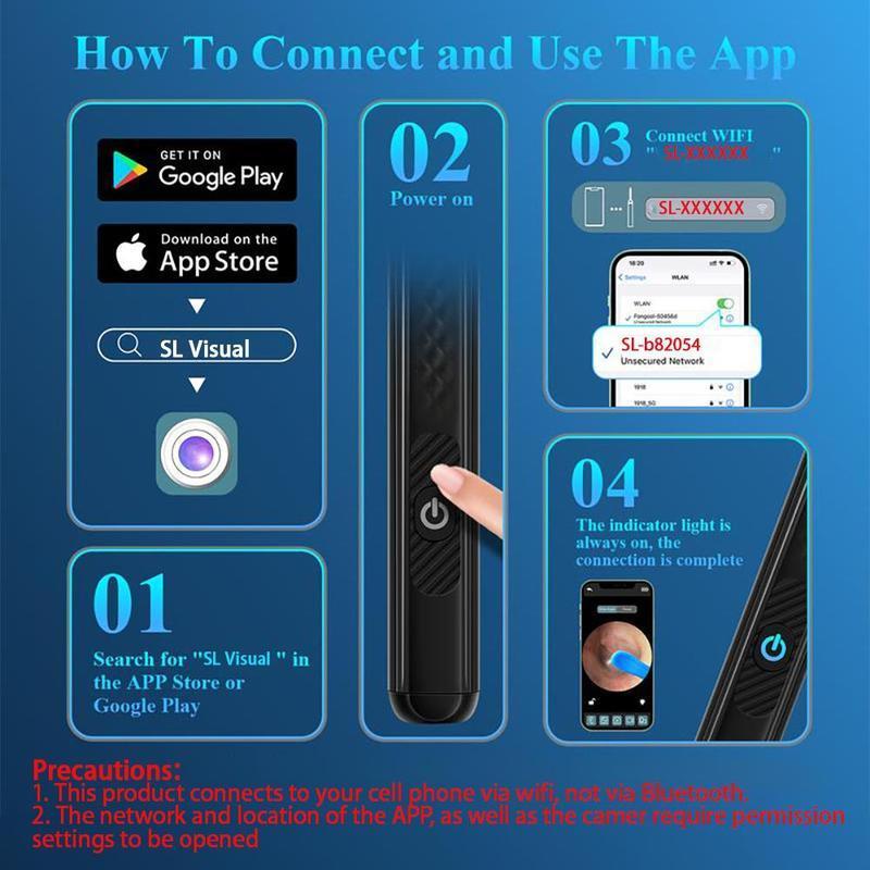 Electric Ear Wax Removal Tool, High-resolution Camera with 360° Angle Of View & 6 Led Lights, Ear Wax Remover, Earwax Removal Kit, Ear Wax Cleaning Tool for Women & Men, Ear Cleaner Camera