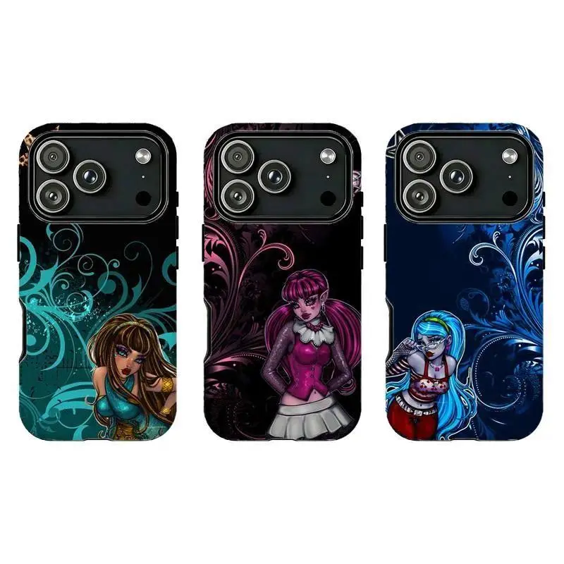 "Monster High"-style phone case—a perfect gift featuring Y2K Goth aesthetics; compatible with iPhone 11–17 Pro Max/Plus and Samsung Galaxy S23–S25 series; an excellent gift for yourself, a partner, a friend, or a family member; mobile phone accessory.