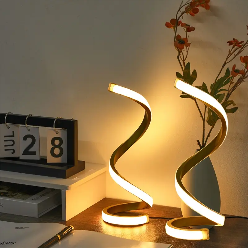 2-Pack Spiral LED Desk Lamp, Creative 3 Color Dimmable Table Lamp, Eye Friendly Soft Lighting, USB Powered for Bedroom Living Room Home Decor