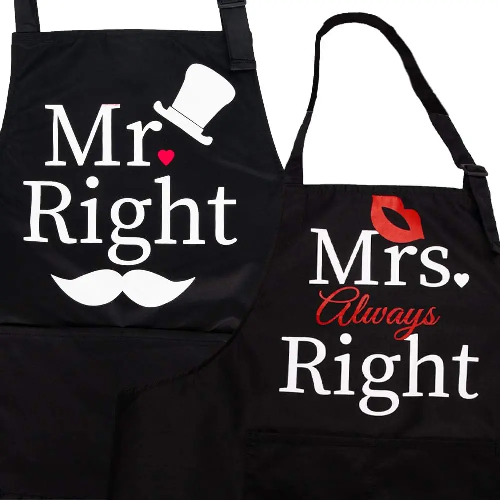 Mr & Mrs 2- Kitchen Aprons Set - Anniversary & Wedding Gifts for Couples