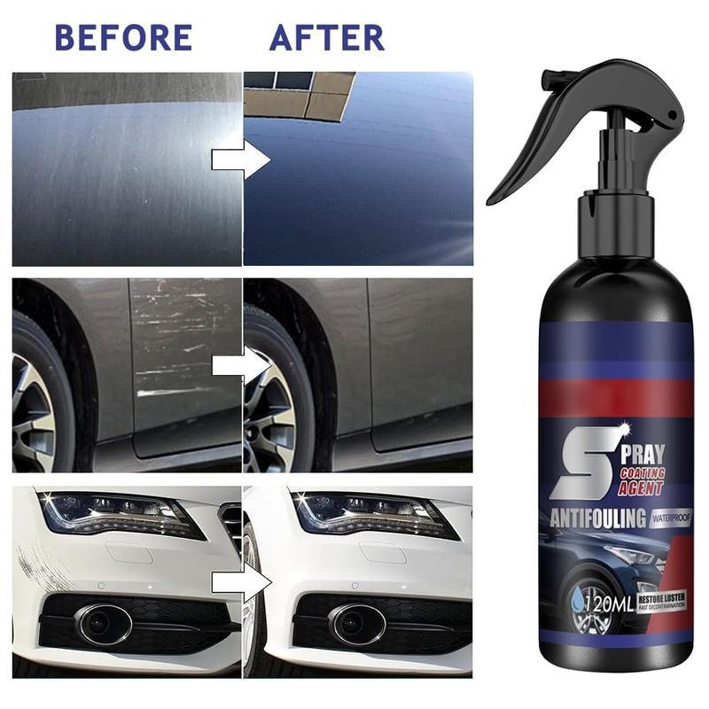 120ml Car Paint Care Spray, Car Paint Quick Coating Agent, Car Wax Polishing Agent, Water-free Car Cleaning Agent, Plastic Coating Agent for Car, Quick Detail Spray, Restorer Kit